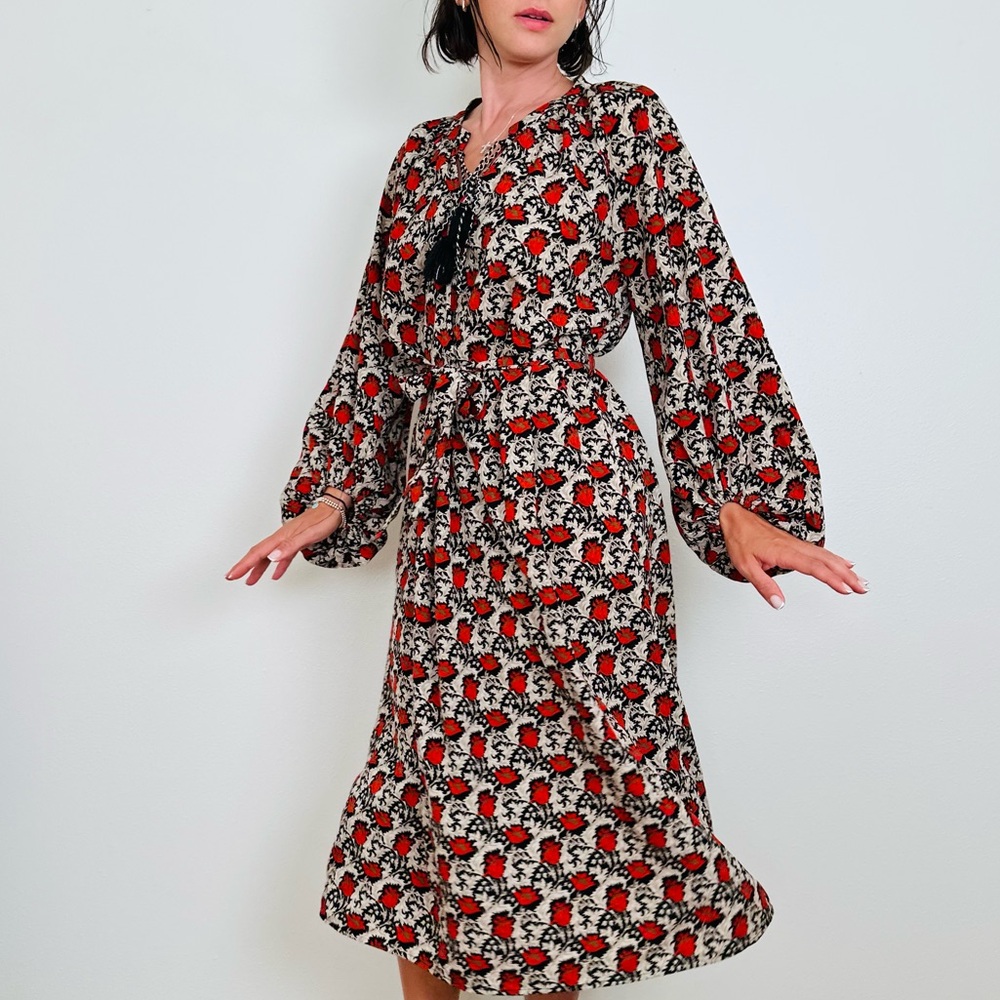 Traffic People Boho Floral Dress Paisley Midi Long sleeve